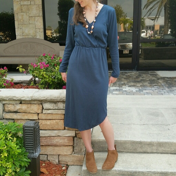 *Wrap Layered Front Green Draped Dress* - Picture 2 of 7